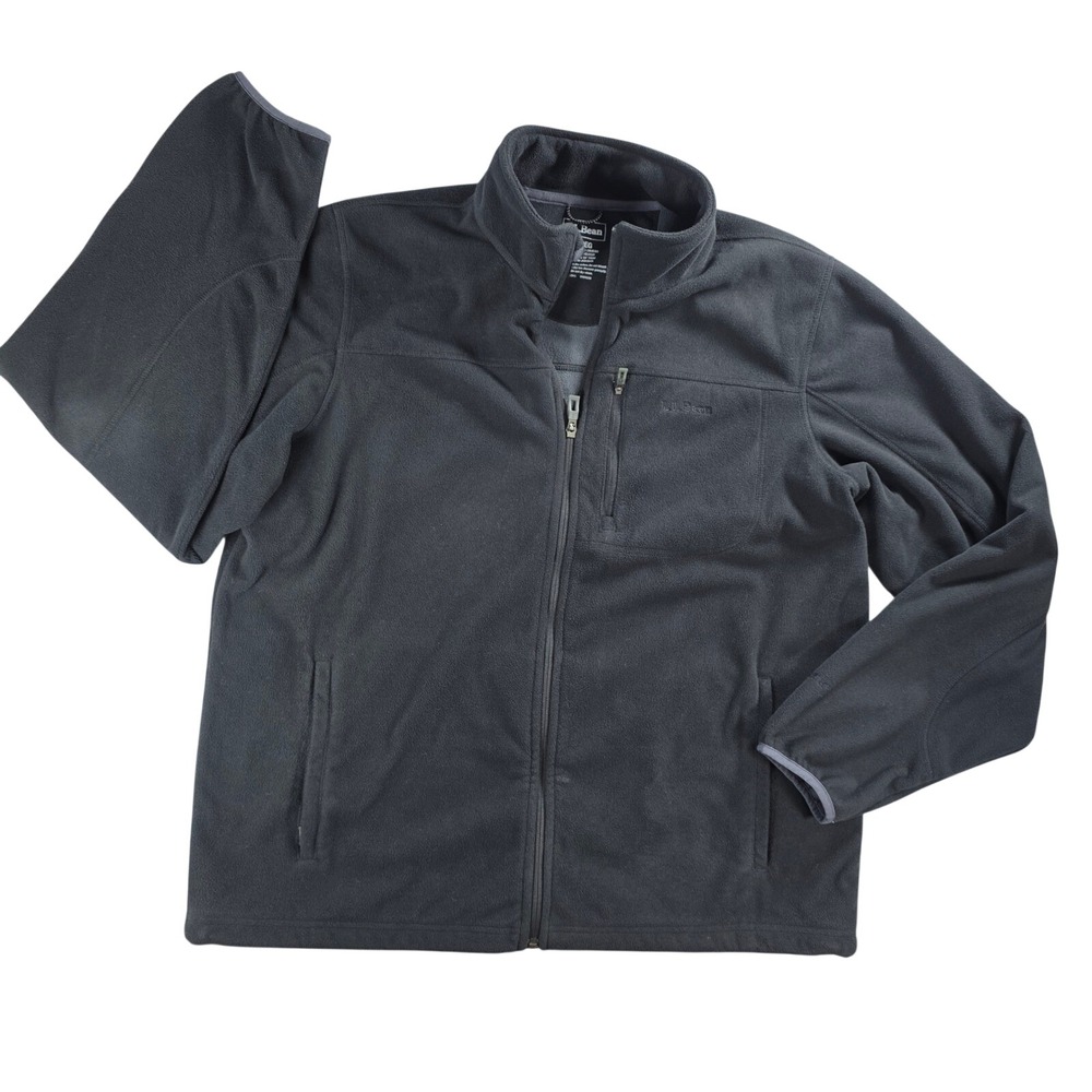L.L. Bean Men Large Regular Gray Fleece Jacket‎ Polartec Windbloc Full Zip